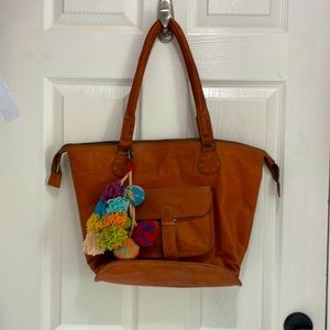 Leather tote bag